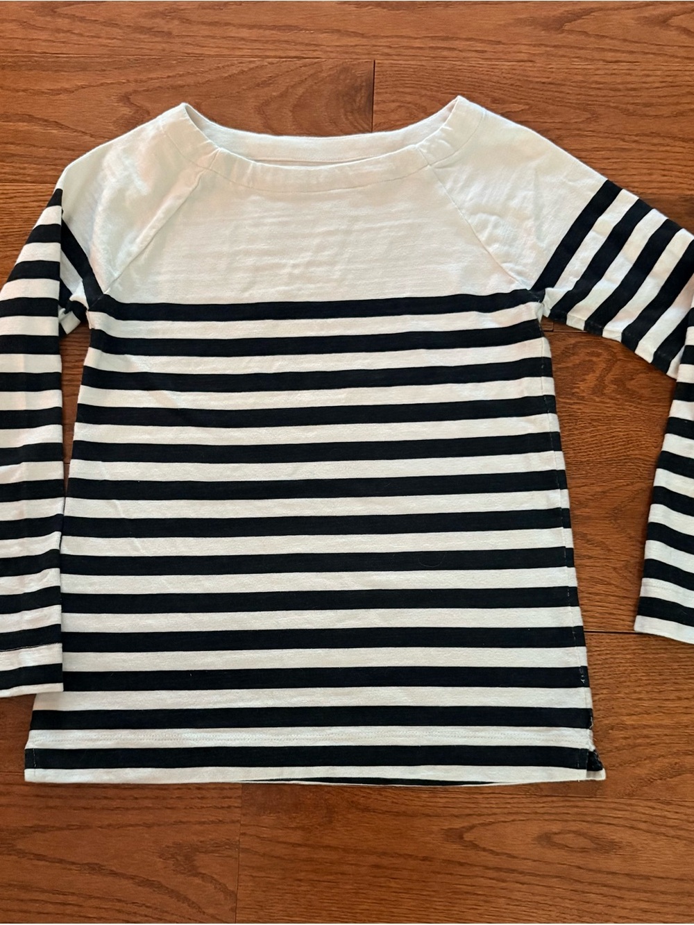 Women’s Black & White Striped Long-Sleeve Top by LOFT